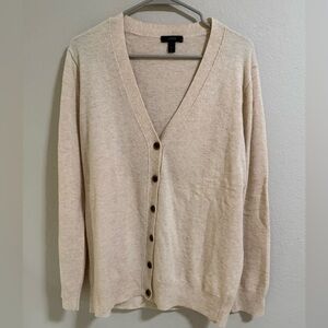 J.Crew Cream Wool Cashmere Button Front Cardigan Sweater Size L